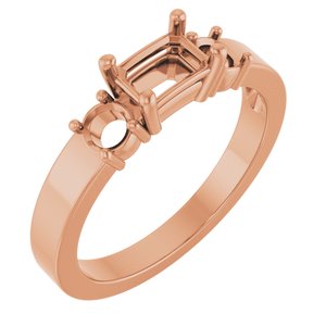 18K Rose Gold 6x4 mm Emerald Ring Mounting – image 2
