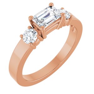 18K Rose Gold 6x4 mm Emerald Ring Mounting