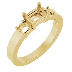 14K Yellow Gold 6x4 mm Emerald Ring Mounting – image 2