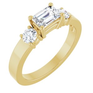 14K Yellow Gold 6x4 mm Emerald Ring Mounting