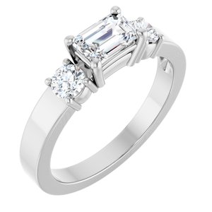 14K X1 White Gold 6x4 mm Emerald Ring Mounting