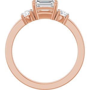 10K Rose Gold 6x4 mm Emerald Ring Mounting – image 3