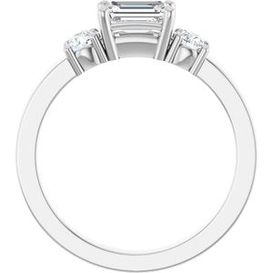 18K White Gold 6x4 mm Emerald Ring Mounting – image 3