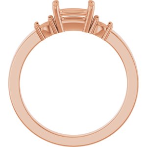18K Rose Gold 6x4 mm Emerald Ring Mounting – image 4