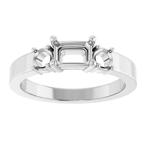 10K White Gold 6x4 mm Emerald Ring Mounting – image 6