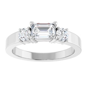 14K White Gold 6x4 mm Emerald Ring Mounting – image 5