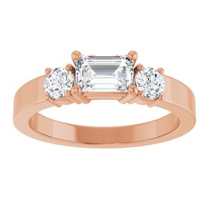 14K Rose Gold 6x4 mm Emerald Ring Mounting – image 5