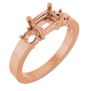 10K Rose Gold 6.5x4.5 mm Emerald Ring Mounting – image 2