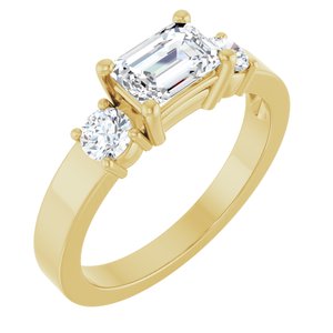 18K Yellow Gold 6.5x4.5 mm Emerald Ring Mounting
