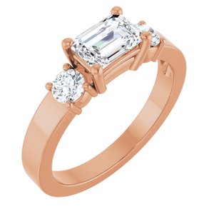 18K Rose Gold 6.5x4.5 mm Emerald Ring Mounting