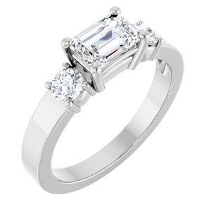 Continuum Sterling Silver 6.5x4.5 mm Emerald Ring Mounting