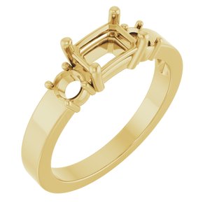 18K Yellow Gold 6.5x4.5 mm Emerald Ring Mounting – image 2