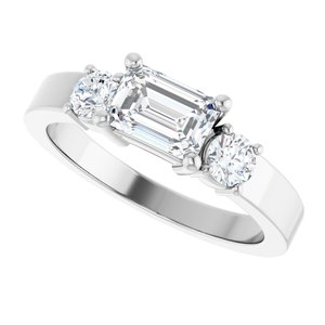 Continuum Sterling Silver 6.5x4.5 mm Emerald Ring Mounting – image 8