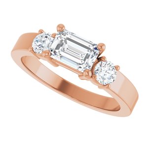 14K Rose Gold 6.5x4.5 mm Emerald Ring Mounting – image 8