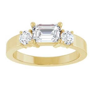 14K Yellow Gold 6.5x4.5 mm Emerald Ring Mounting – image 5