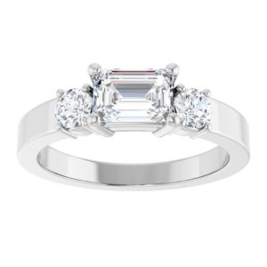 14K White Gold 6.5x4.5 mm Emerald Ring Mounting – image 5