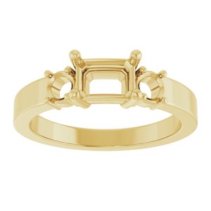 14K Yellow Gold 6.5x4.5 mm Emerald Ring Mounting – image 6