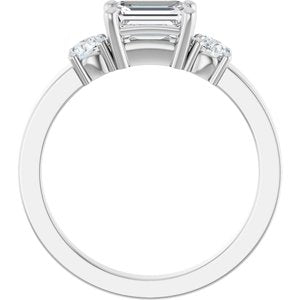14K X1 White Gold 6.5x4.5 mm Emerald Ring Mounting – image 3