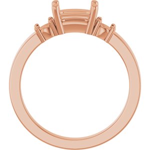 14K Rose Gold 6.5x4.5 mm Emerald Ring Mounting – image 4