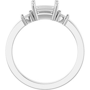 14K X1 White Gold 6.5x4.5 mm Emerald Ring Mounting – image 4