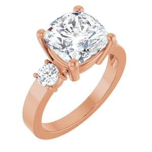 10K Rose Gold 9x9 mm Cushion Ring Mounting