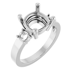 14K X1 White Gold 9x9 mm Cushion Ring Mounting – image 2