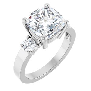 10K White Gold 9x9 mm Cushion Ring Mounting