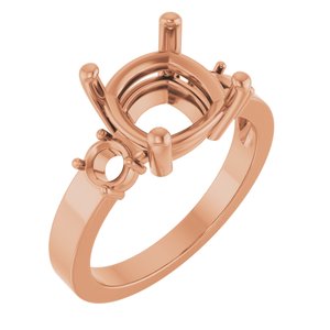 14K Rose Gold 9x9 mm Cushion Ring Mounting – image 2