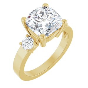 14K Yellow Gold 9x9 mm Cushion Ring Mounting
