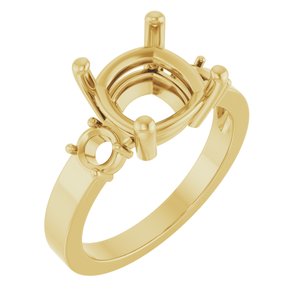 18K Yellow Gold 9x9 mm Cushion Ring Mounting – image 2