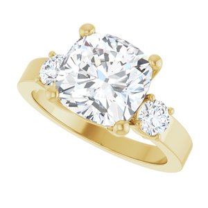 10K Yellow Gold 9x9 mm Cushion Ring Mounting – image 8