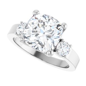 14K X1 White Gold 9x9 mm Cushion Ring Mounting – image 8