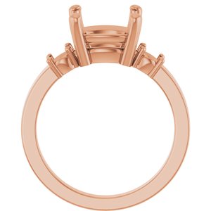 10K Rose Gold 9x9 mm Cushion Ring Mounting – image 4