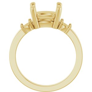 10K Yellow Gold 9x9 mm Cushion Ring Mounting – image 4