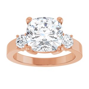 10K Rose Gold 9x9 mm Cushion Ring Mounting – image 5