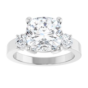 14K X1 White Gold 9x9 mm Cushion Ring Mounting – image 5