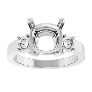10K White Gold 9x9 mm Cushion Ring Mounting – image 6