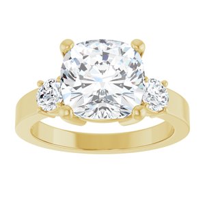 18K Yellow Gold 9x9 mm Cushion Ring Mounting – image 5