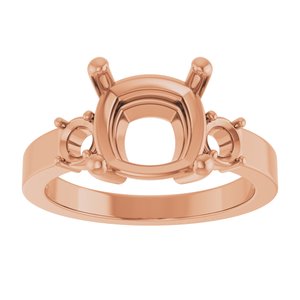 10K Rose Gold 9x9 mm Cushion Ring Mounting – image 6