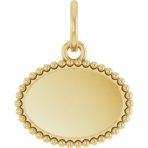 14K Yellow Gold Engravable Beaded Pendant
