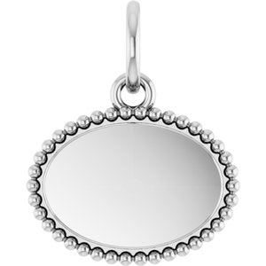 10K White Gold Engravable Beaded Pendant
