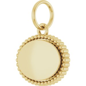 14K Yellow Gold Engravable Beaded Pendant – image 2