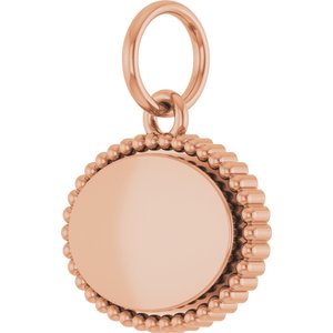 14K Rose Gold Engravable Beaded Pendant – image 2