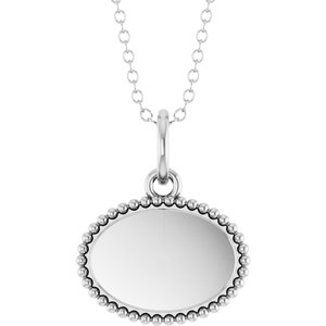 10K White Gold Engravable Beaded 16" Necklace