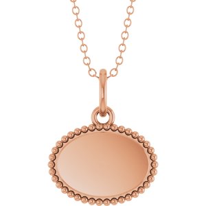 14K Rose Gold Engravable Beaded 16" Necklace