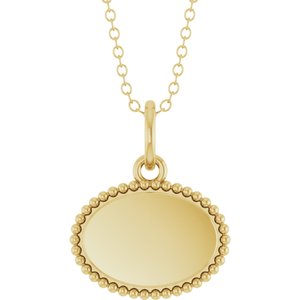 10K Yellow Gold Engravable Beaded 16" Necklace