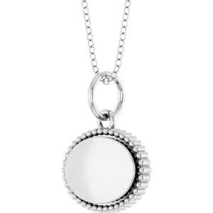 14K White Gold Engravable Beaded 16" Necklace – image 2