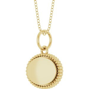14K Yellow Gold Engravable Beaded 16" Necklace – image 2