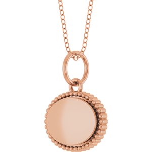 14K Rose Gold Engravable Beaded 16" Necklace – image 2