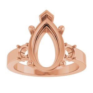10K Rose Gold 14x9 mm Pear Ring Mounting – image 6